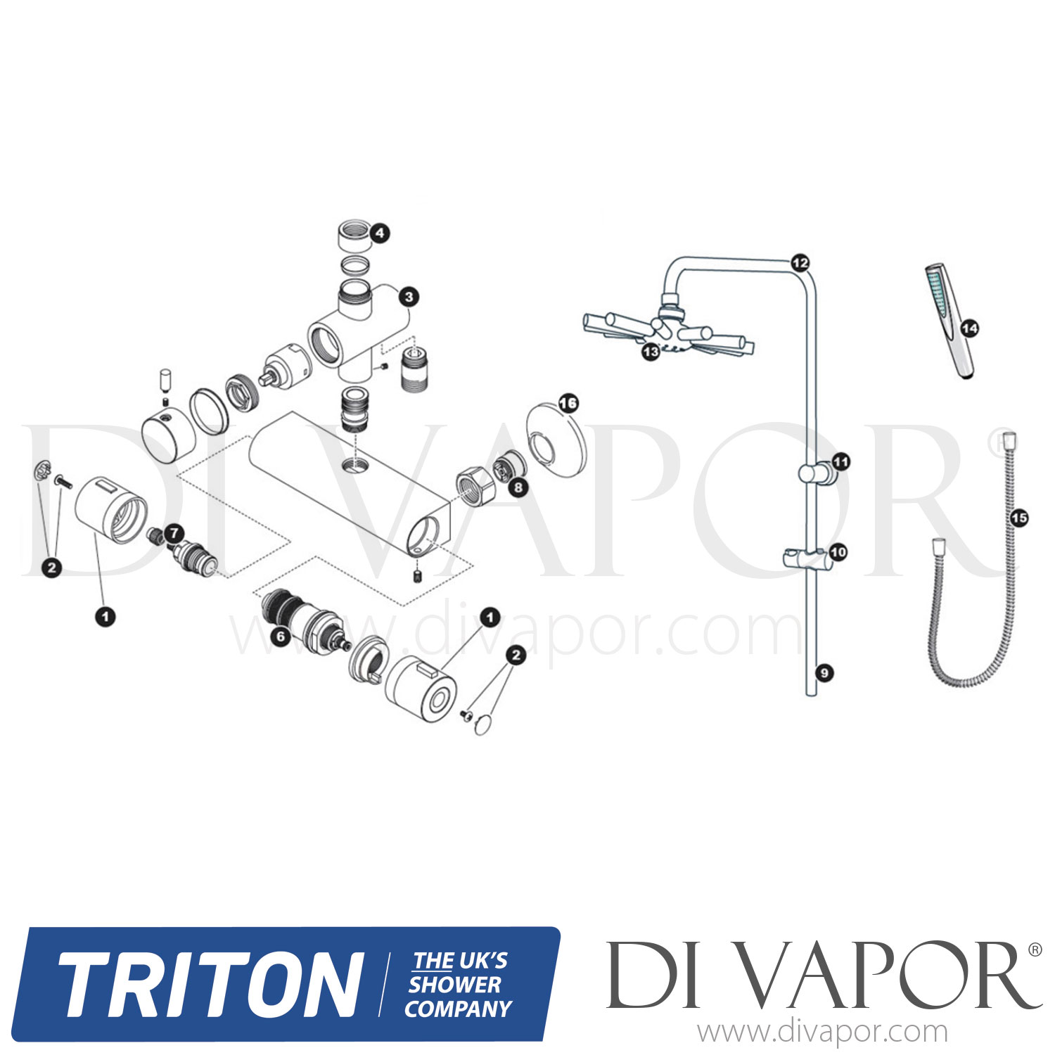 Triton Alya Thermostatic Mixer Shower Shower Spare Parts TR DV 453